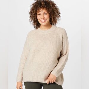 ONLY Carmakoma Long Sleeve Knit Sweater in Stone
